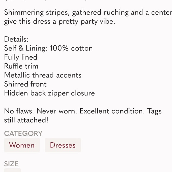 NWT Tularosa Brittany Dress in Marshmallow size S - Picture 13 of 13